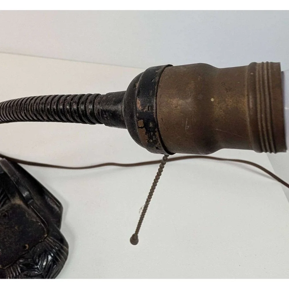 Vintage Working Art Deco Industrial Gooseneck Desk Lamp Light Cast Iron Base